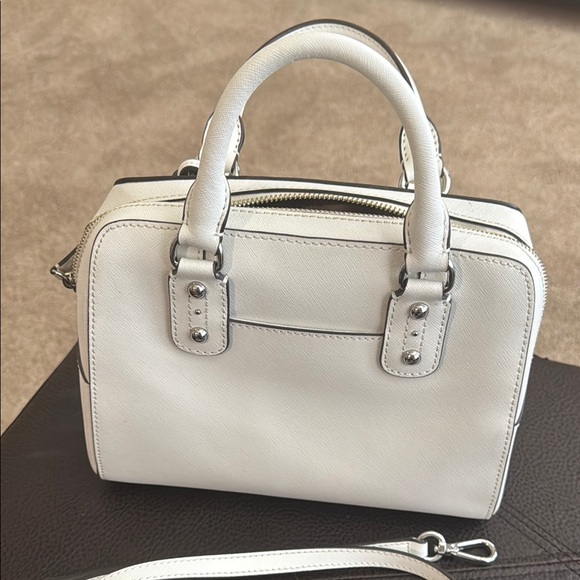 Michael Kors White Satchel with Silver Accents and Adjustable Strap